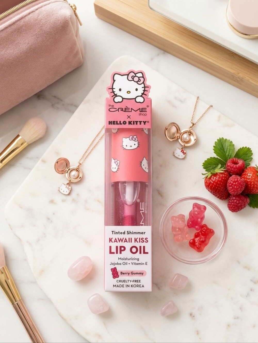 Hello Kitty x The Crème Shop Kawaii Kiss Lip Oil – Berry Gummy 🍓